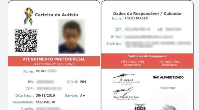 Carteira do Autista já pode ser solicitada em todo Estado do Paraná