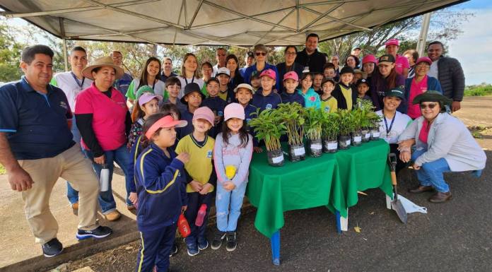 Alunos participam de ação ambiental e ajudam a plantar 200 mudas em área de reserva