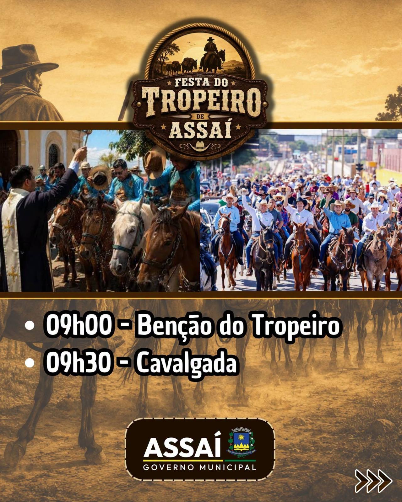 Festa do Tropeiro reúne cavalgada, música e atrações gratuitas em Assaí no dia 16