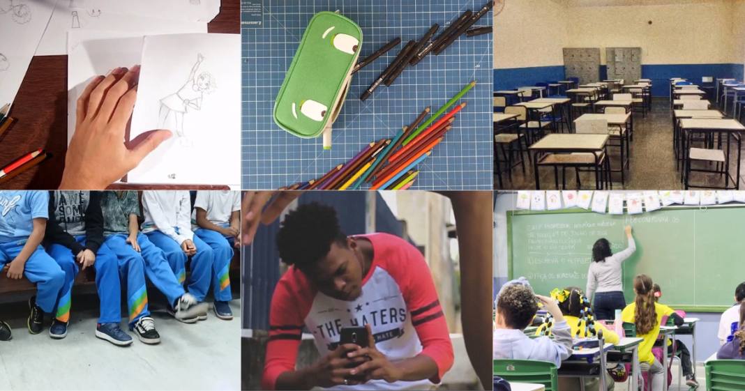 Imagem: frames de vídeos realizados por cursistas do Minuto Escola