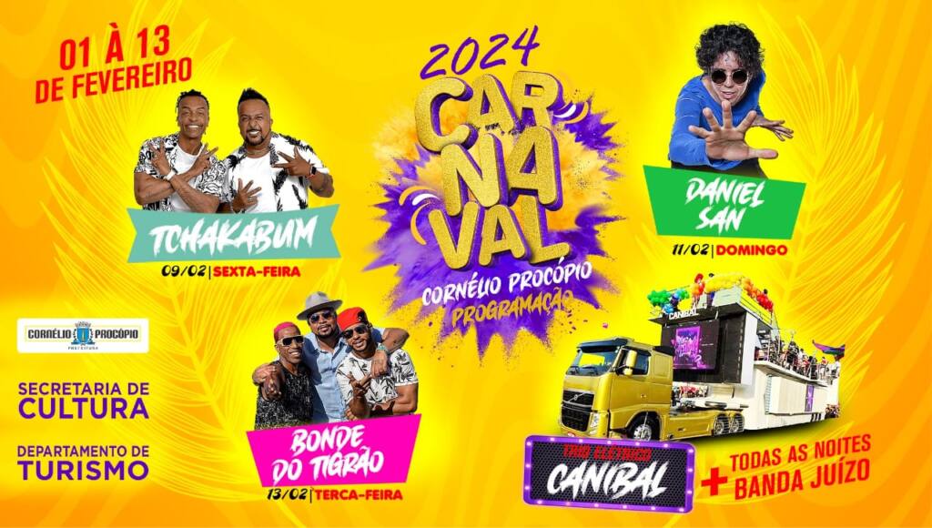 Prefeitura divulga programação empolgante do Carnaval 2024 em Cornélio Procópio