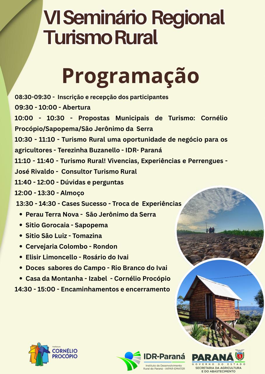Participe de 6° Seminário de Turismo Rural no dia 26 de junho.