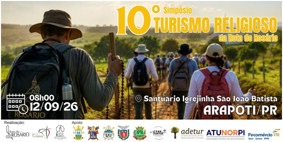 Arapoti recebe X Simpósio de Turismo Religioso da Rota do Rosário em setembro