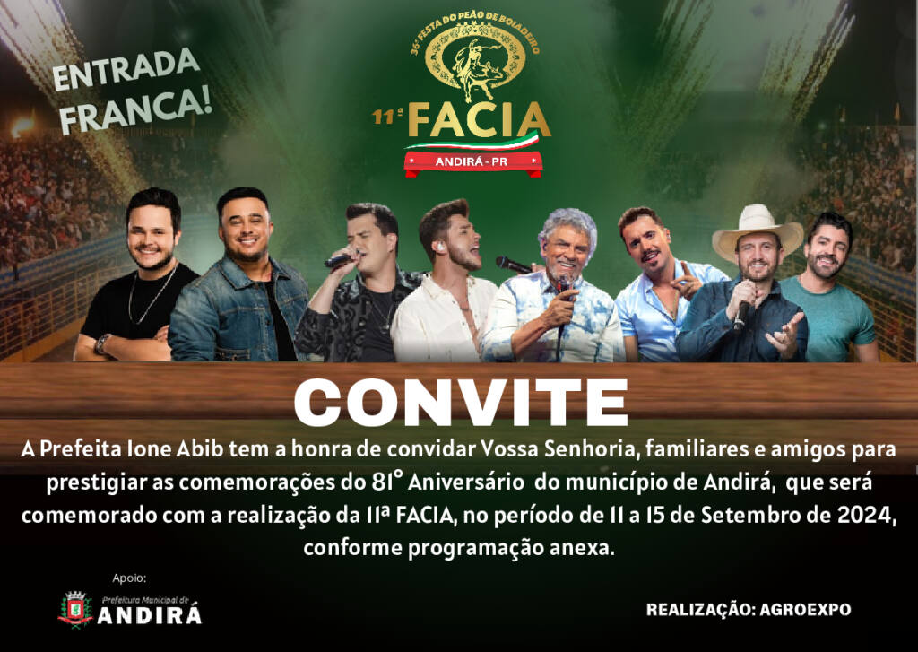 Prefeita de Andirá convida para a 11ª FACIA