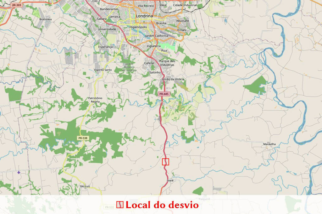 PR-445 terá desvio de tráfego para correção de aterro e melhoria de drenagem PR-445 terá desvio de tráfego para correção de aterro e melhoria de drenagem