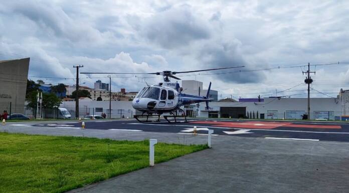 Helicóptero do SAMU pousa no novo Heliponto de Ibaiti e transfere paciente cardíaco para HU de Londrina