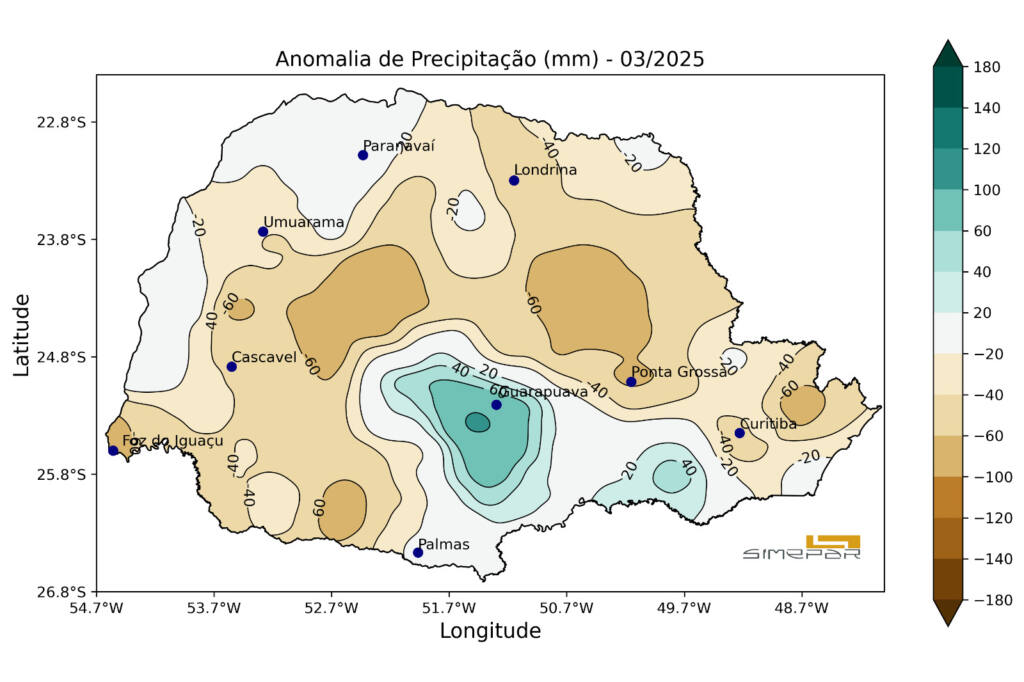 Março teve chuva abaixo de média no Paraná e oito cidades com recorde de temperatura